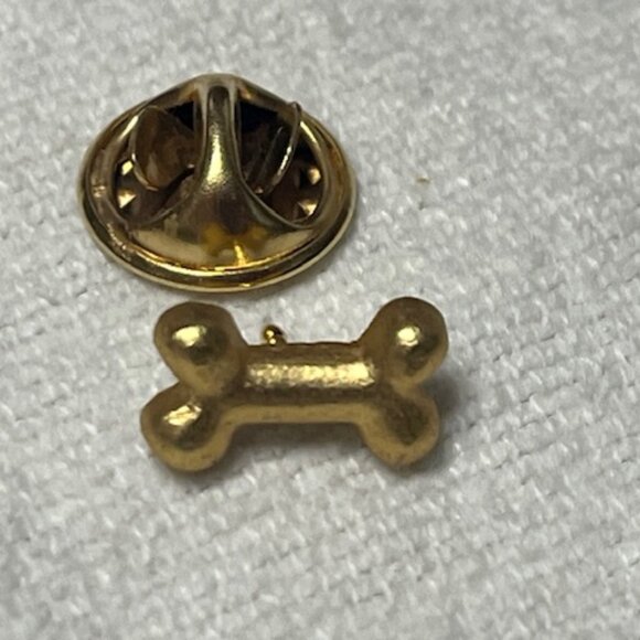 VTG Dog Bone Gold Tone Hat Vest Lapel Butterfly Clutch Pin .5" - Picture 4 of 8